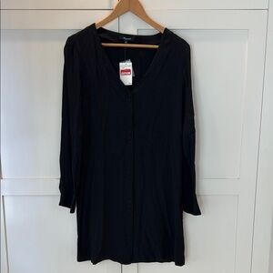 Madewell Black Button-Up Long Sleeve Dress small NWT